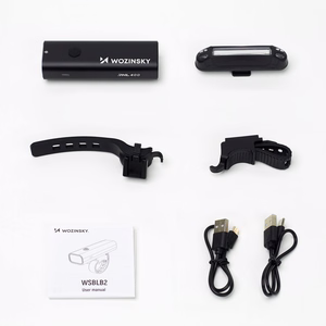 Wozinsky WSBLB2 priekinio (400 lm) ir galinio USB-C dviračio žibintų rinkinys – juodas
