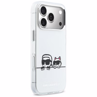 Karl Lagerfeld IML Karl & Choupette Peekaboo Logo MagSafe Dėklas for iPhone 17 Pro Max - baltas