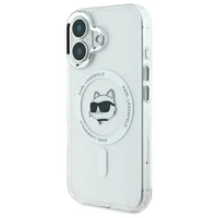 Karl Lagerfeld IML Metal Choupette Head Magnetinis iPhone 16 dėklas - baltas