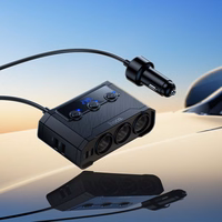 Įkroviklis automobilinis Hoco (Z64) (2xUSB; 2xUSB-C 3xcigarette lighter splitter) juodas