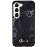 Guess GUHCS23MHTMRSK S23+ S916 juodas/juodas kietas dėklas Golden Marble Collection
