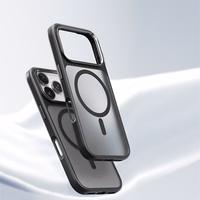 Rock Guard Touch Matte Serijos Magnetinė Dėklas ant Iphone 17 Pro Max - juodas (metalinis objektyvo rėmas)