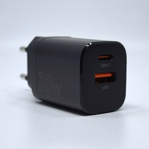 Sieninis įkroviklis MX CARBON 30W PD+QC USB-A+C juodas