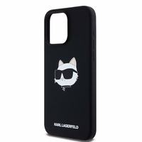 Karl Lagerfeld silikoninis Choupette Head magnetinis dėklas telefonui iPhone 15 Pro Max - juodas