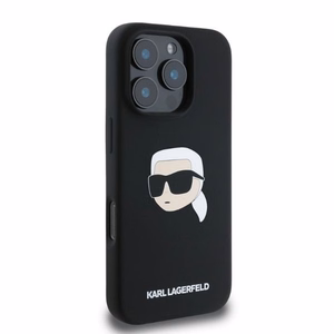 Dėklas telefonui Karl Lagerfeld Silikoninis Karl Head Print MagSafe iPhone 16 Pro Max - juodas