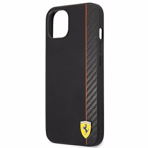 Ferrari FESAXHCP13SBK iPhone 13 mini 5.4" juodas/juodas kietas dėklas On Track Carbon Stripe