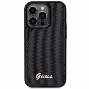 Guess Sequin Script Metal dėklas telefonui iPhone 13 Pro / 13 - juodas