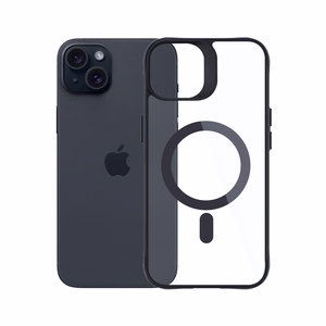 3mk Satin Armor Magnetinis dėklas telefonui su MagSafe iPhone 15 - permatomas su juodu rėmeliu