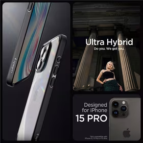 Spigen Crystal Hybrid iPhone 15 Pro dėklas - juodas