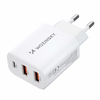 Wozinsky CWCUCW 30W USB-C / 2 x USB-A sieninis įkroviklis - baltas