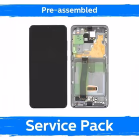 LCD ekranas suderinamas su Samsung G988 S20 Ultra su rėmeliu / Cosmic Black / (Iš anksto surinktas Service Pack)