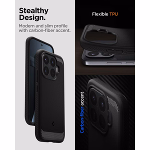 Spigen Rugged Armor dėklas, skirtas Xiaomi 17T Pro, matinis juodas
