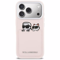 "Karl Lagerfeld Karl & Choupette Print & Pocket Case" dėklas "iPhone 17 Pro" - rožinis