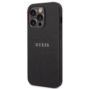 Guess Saffiano dirželis dėklas telefonui iPhone 14 Pro - juodas
