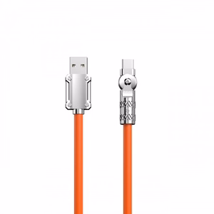 USB laidas Dudao L24AC (180' kampas) Oranžinis Type-C 100cm (iki 120W)