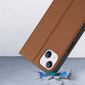 Dux Ducis Skin X2 dėklas telefonui iPhone 14 Plus su magnetine uždanga rudas