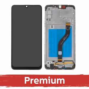 LCD ekranas suderinamas su Samsung A207 A20s Juodas su rėmeliu OEM