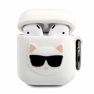 Karl Lagerfeld silikoninis Choupette dėklas AirPods 1/2 baltas