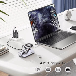 UNITEK aliuminio USB-C šakotuvas 2x USB-A 2x USB-C 5Gbps