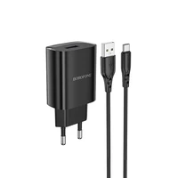 Borofone Sieninis įkroviklis BN1 Innovative - USB - 2,1A su USB į Type C juodas