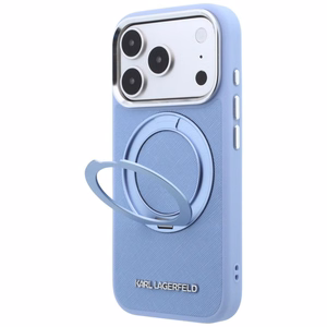 Šviesiai mėlynas KARL LAGERFELD dėklas IPHONE 18 Pro/17 Pro (Saffiano Classic Logo), suderinamas su MagSafe
