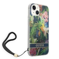 Guess GUOHCP14MHFLSB iPhone 14 Plus 6.7 "mėlynas/mėlynas kietas dėklas Gėlių dirželis