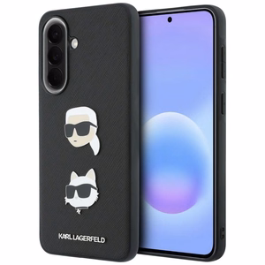 Karl Lagerfeld dėklas su Karl&Choupette Heads Pins&Logo Samsung Galaxy A37 5G, juodas