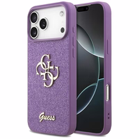 Guess Fiksuotas Blizgus Didelis 4G dėklas telefonui iPhone 17 Pro Max - violetinė