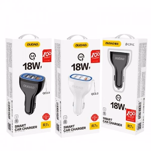 Automobilinis įkroviklis Dudao R7S QC3.0 Quick Charge 18W juodas (jungtys: 3xUSB)