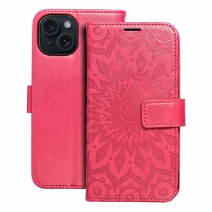 MEZZO Knyginis dėklas telefonui IPHONE 15 mandala purpurinė