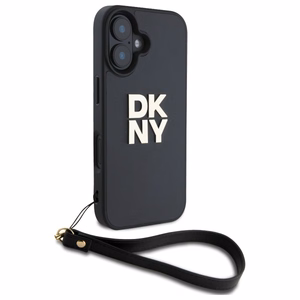 DKNY Wrist Strap Stock Logo dėklas telefonui iPhone 16 - juodas