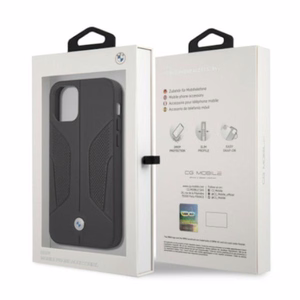 BMW odinis dėklas su perforuotais šonais iPhone 12 Pro Max - juodas