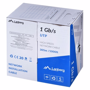 LANBERG laidas UTP 1Gb/s 305m CCA juodas