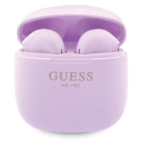 Guess GUTWST26PSU TWS Bluetooth ausinės + įkrovimo stotelė - violetinės Classic EST logotipas