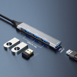 Dudao A16B 4-in-1 USB šakotuvas, USB-A–4 × USB 3.0, pilkas