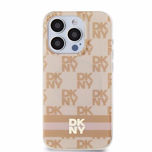 DKNY IML languotas mono raštas ir spausdintos juostelės Magnetinis dėklas iPhone 15 Pro Max - rožinė