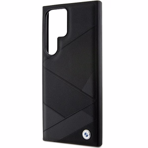 BMW BMHCS24L23RCGPK S24 Ultra S928 чёрный/чёрный жёсткий чехол Signature Leather Crossing Lines Pattern