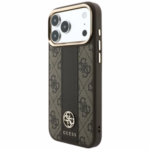 Dėklas, skirtas IPHONE 18 Pro Max/17 Pro Max suderinamas su „MagSafe“ (Stripe Round and Classic Logos 4G) (spalva: ruda)