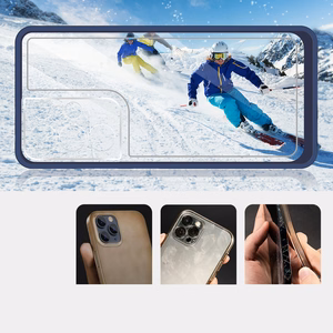 Skaidrus 3in1 dėklas Samsung Galaxy S22 Ultra rėmelio gelis mėlynas