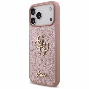 Guess Fixed Glitter Big 4G dėklas, skirtas iPhone 18 Pro Max / 17 Pro Max, rožinis