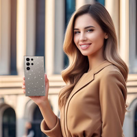 Kristalinis blizgus dėklas telefonui Samsung Galaxy S24 Ultra sidabrinis