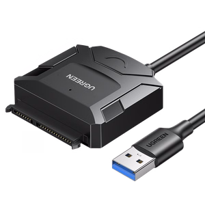 Ugreen CR108 2.5'' / 3.5'' standžiojo disko adapterio laidas (USB-A 3.0 - SATA) - juodas