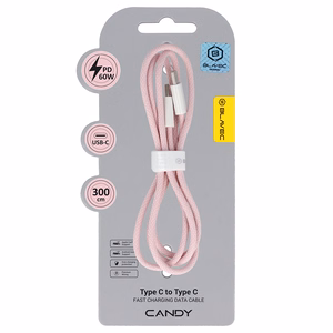 Blavec Кабель Candy плетёный - Type C to Type C - PD 60W 3A 3 метра Apple CarPlay/Android Auto (CCA-CC3P30) розовый