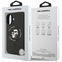 Karl Lagerfeld Silikoninis Karl&Choupette Ring MagSafe dėklas telefonui iPhone 17 - juodas