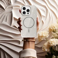 Magnetinis Itin Plonas Blizgus dėklas Iphone 15 sidabrinė