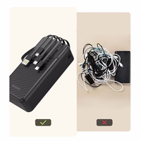 Dudao K11 Max 30000mAh išorinė baterija su įmontuotais kabeliais - juoda