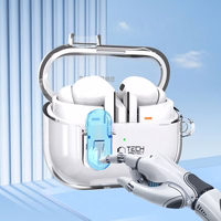 Tech-Protect FlexAir dėklas su karabinu, skirtas Samsung Galaxy Buds 3 / 3 Pro – skaidrus