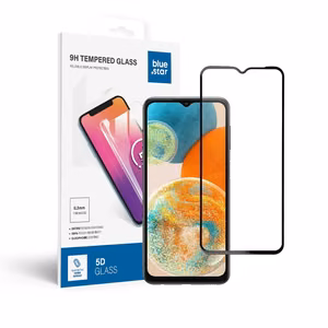 Apsauginis stiklas Blue Star - SAMSUNG A23 5G viso ekrano (su rėmeliu, mažo dydžio) - juodas