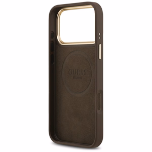 Guess 4G Logo Plate Magnetinis dėklas iPhone 17 Pro Max - rudas