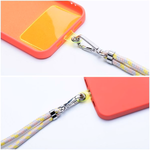 SWING (6mm) telefono dirželis, telefono pakabukas su reguliuojamu ilgiu / virvelės ilgis 165 cm (maks. 82,5 cm kilpoje) / ant peties arba kaklo – pilkas–geltonas